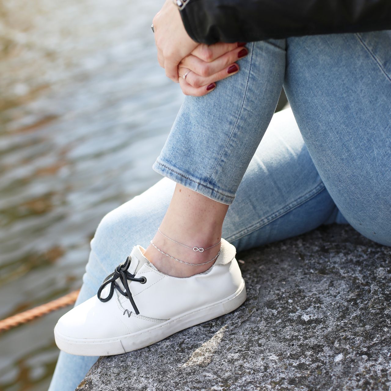 Gerecycleerd zilveren enkelband