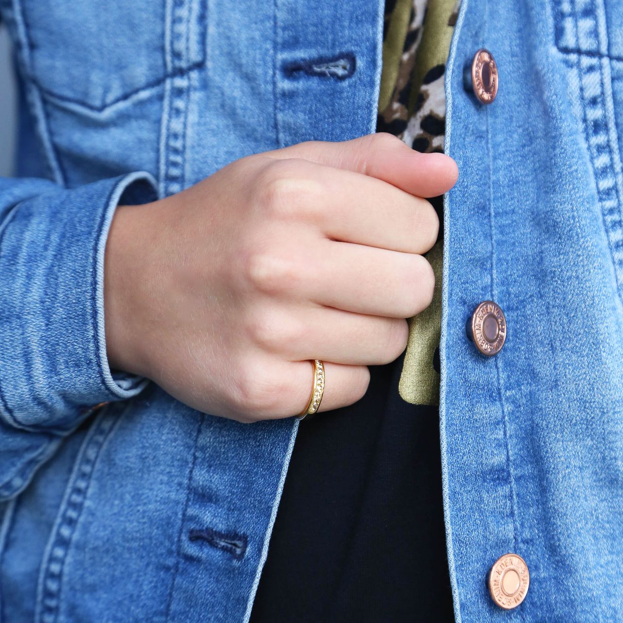 Stalen goldplated kinderring met kristal