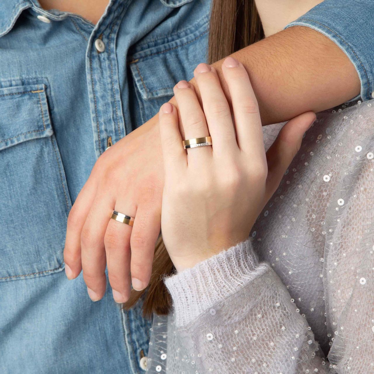 Zilveren goldplated liefdesring Benidorm met zirkonia voor dames