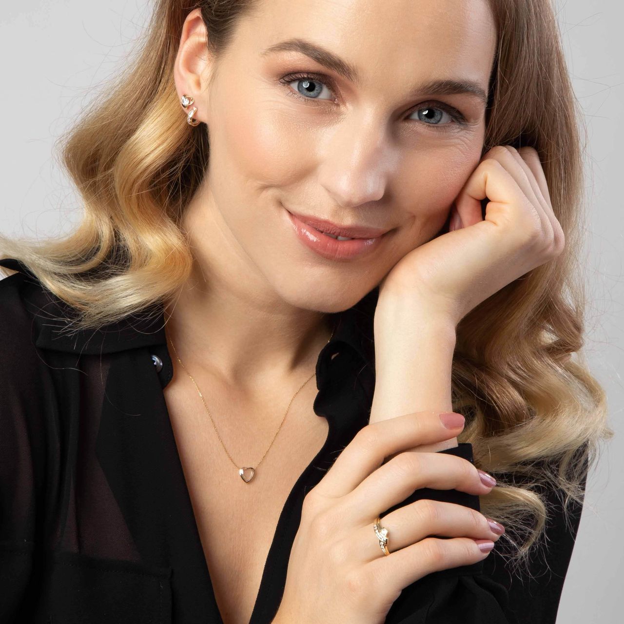 14Karaat geelgouden ring met zirkonia