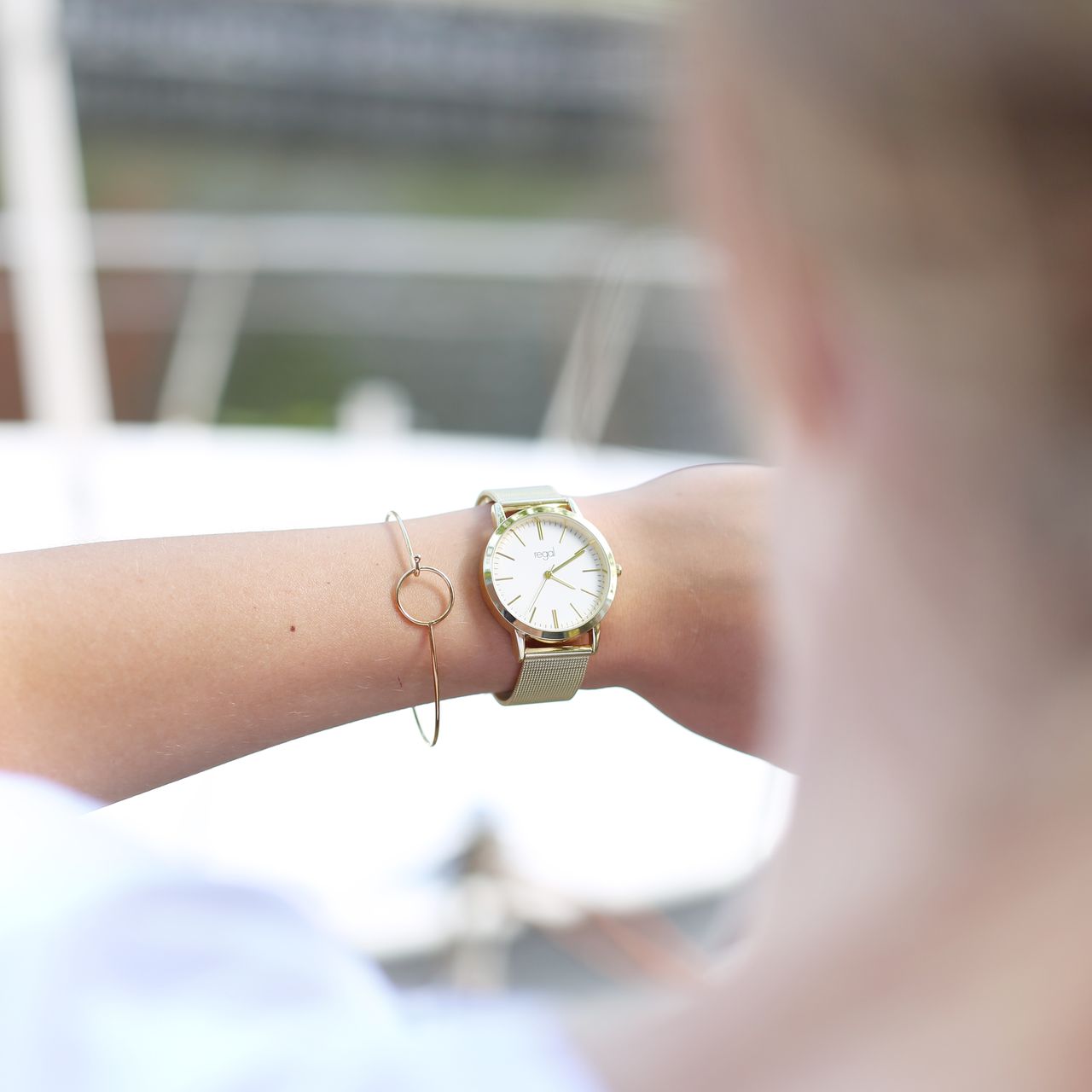 Goldplated armband bangle voor dames