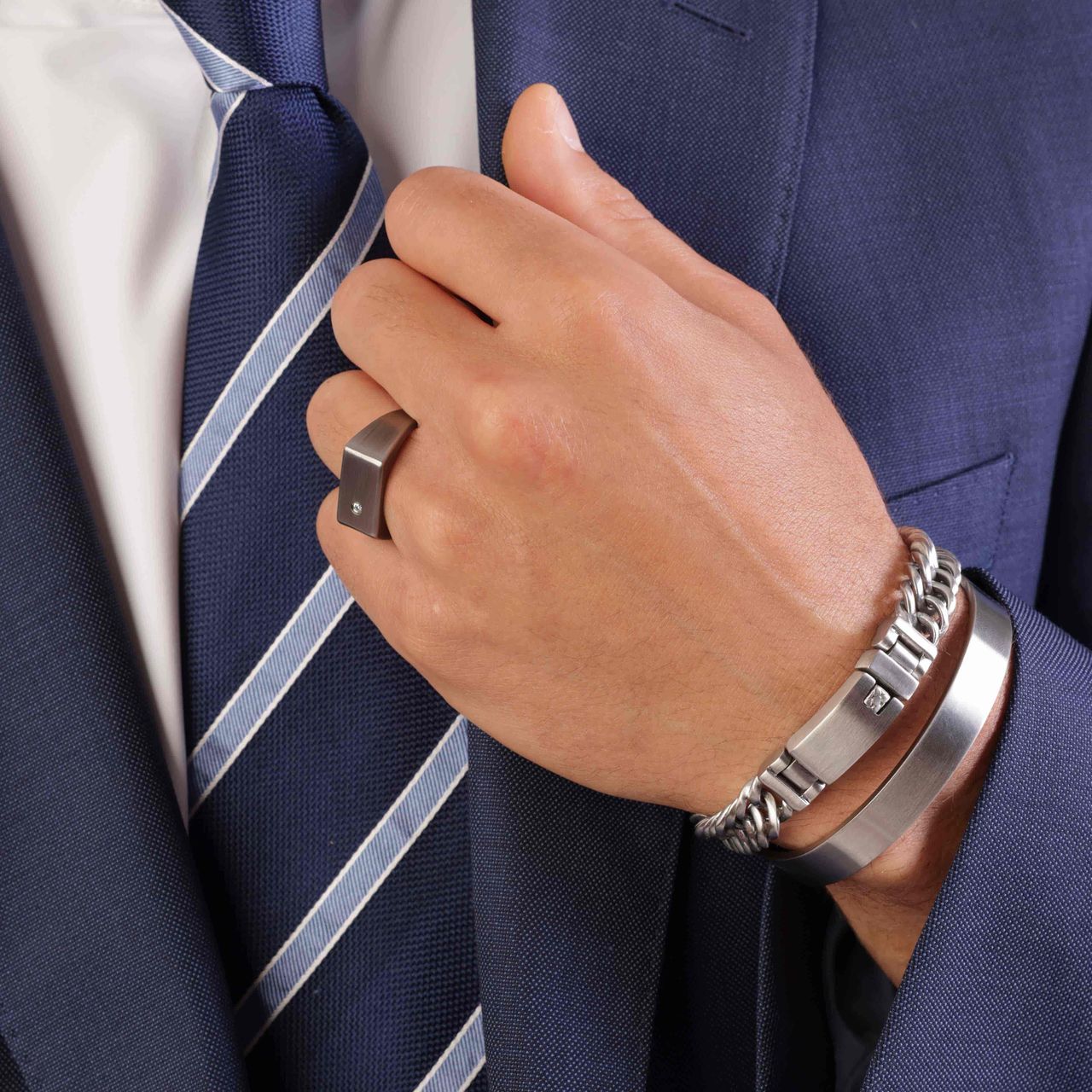 Gerecycleerd stainless steel armband bangle 10mm mat