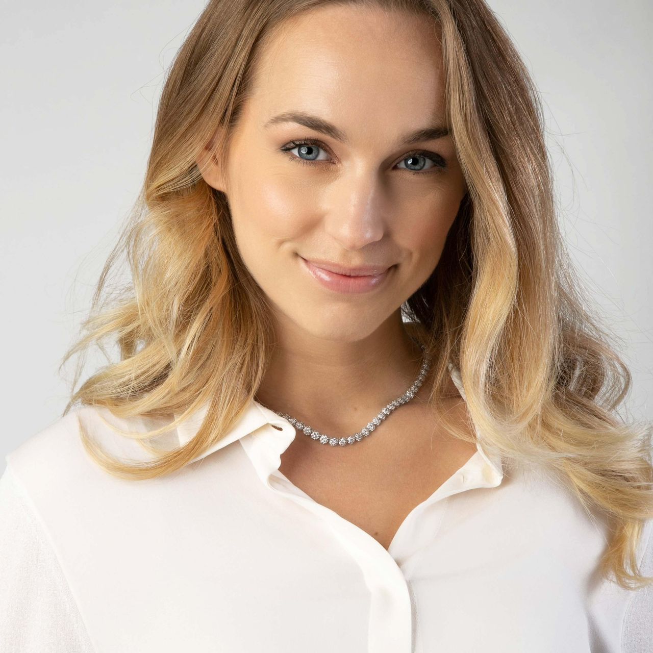 Zilveren ketting gerhodineerd met zirkonia