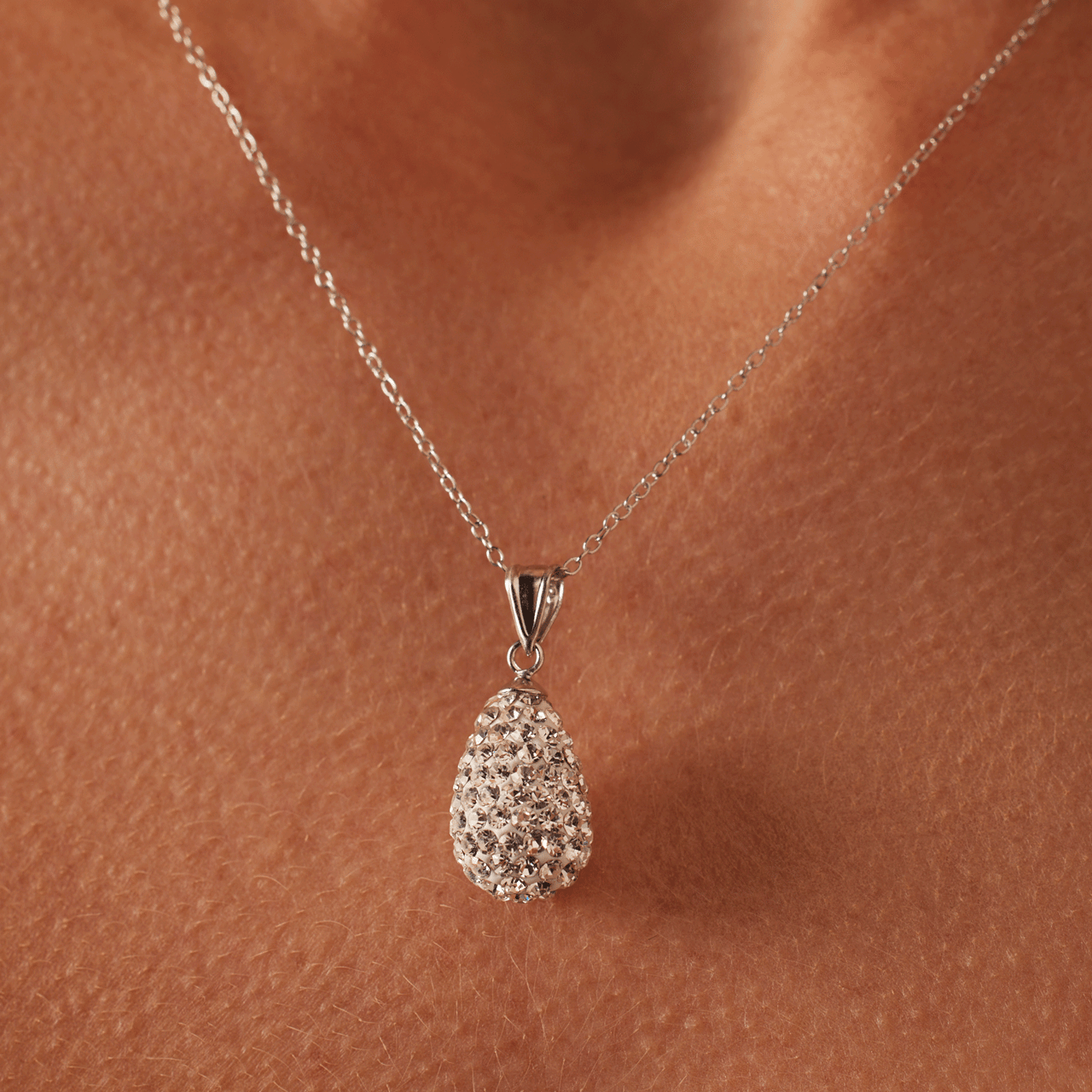 Schmuckset, 925 Silber, Tropfen mit Kristall