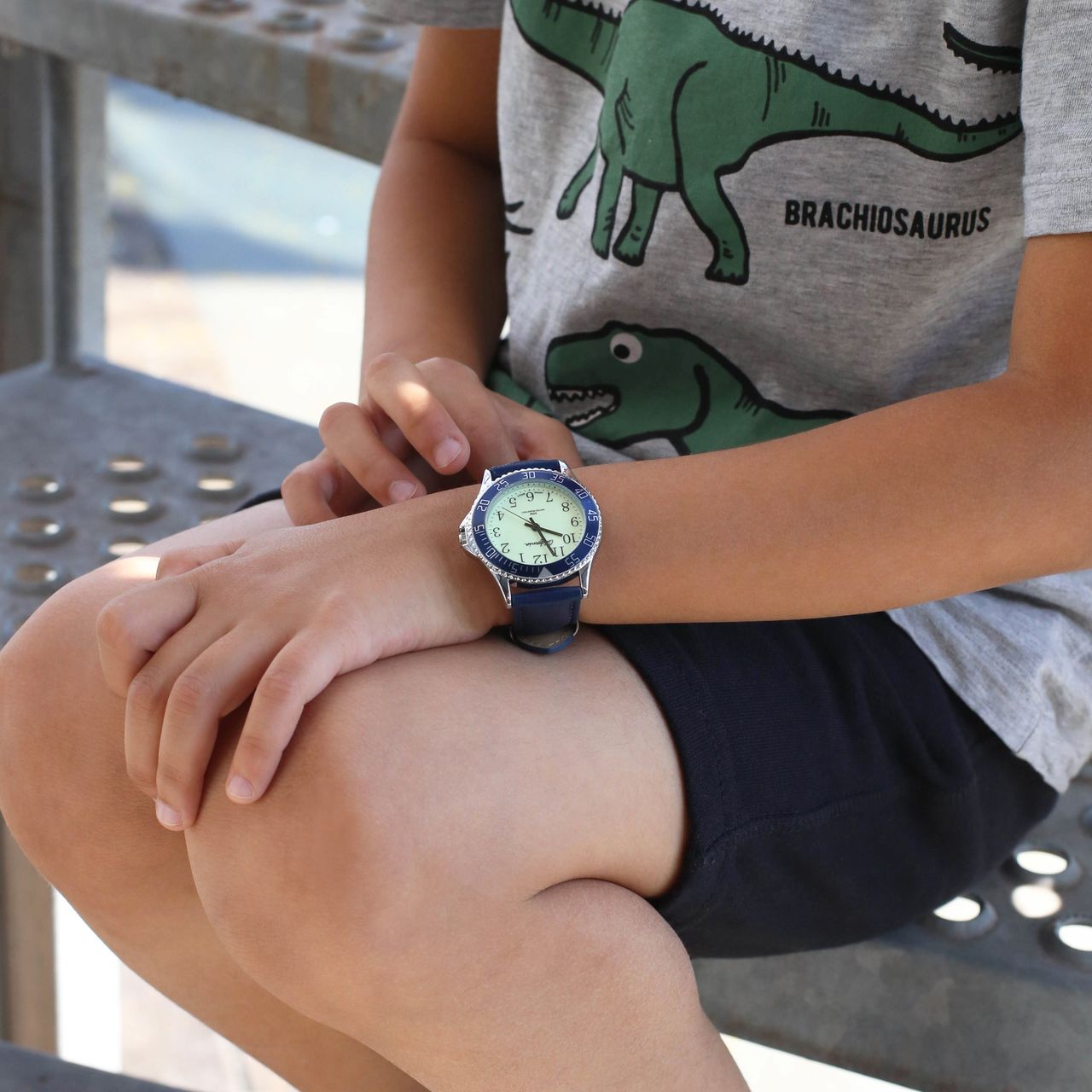 California Armbanduhr für Jungen mit blauem Lederband