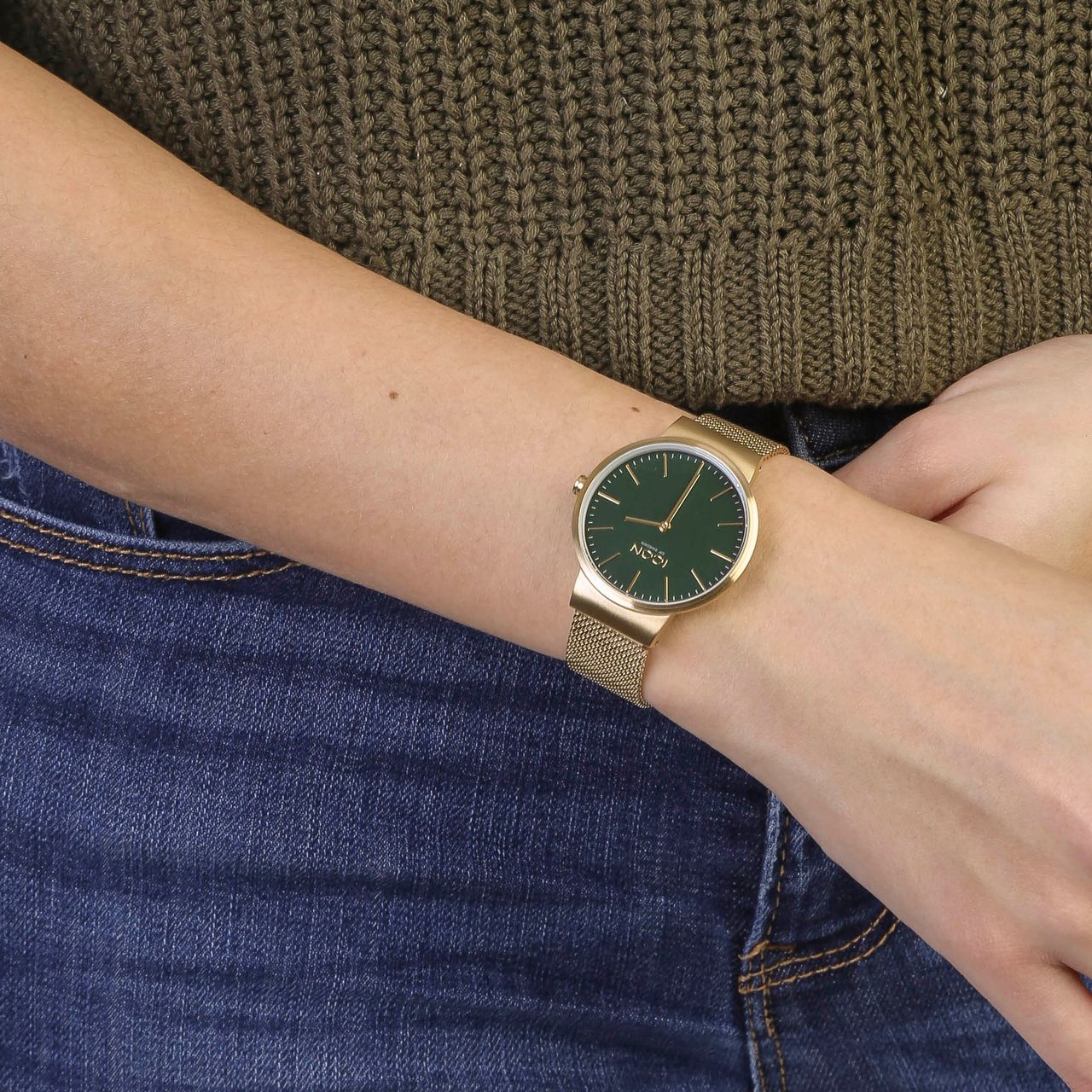 Icon of Sweden horloge met stainless steel mesh band