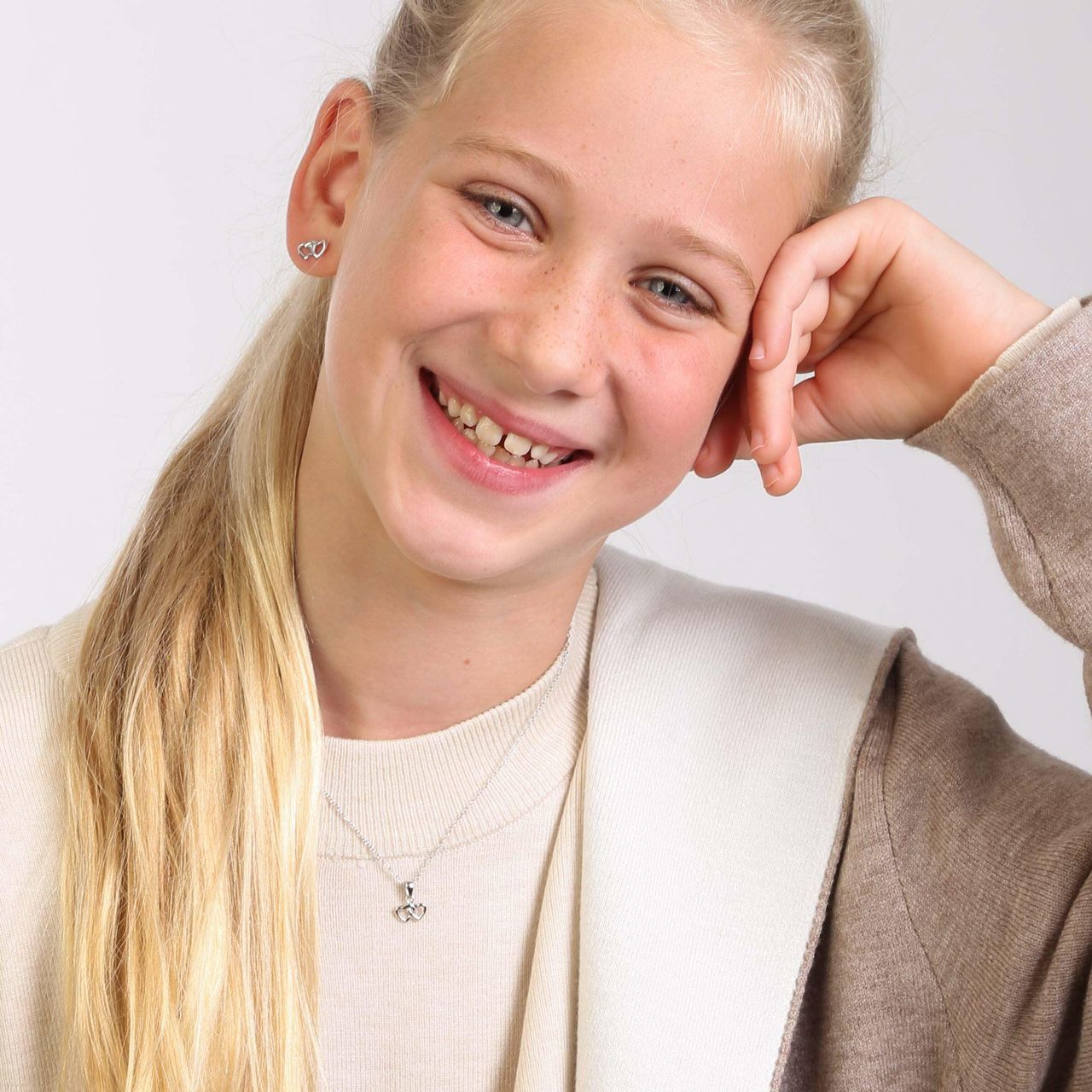 Zilveren kinderset harten