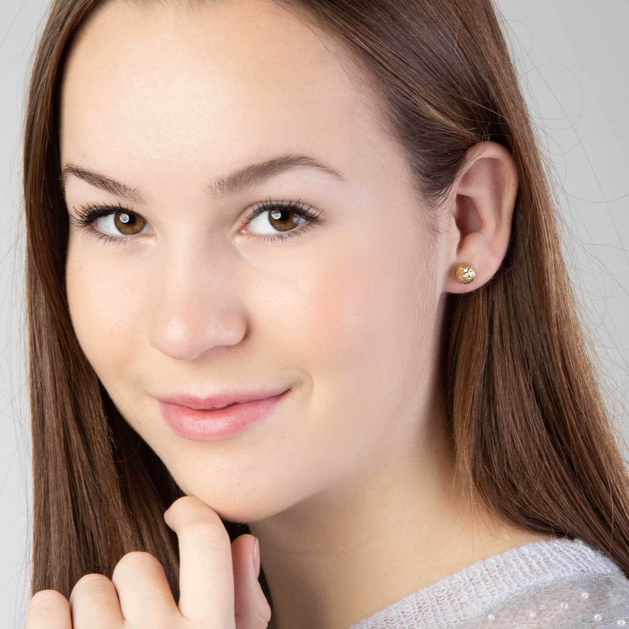 9 karaat oorknoppen halve bol met diamond cut voor dames