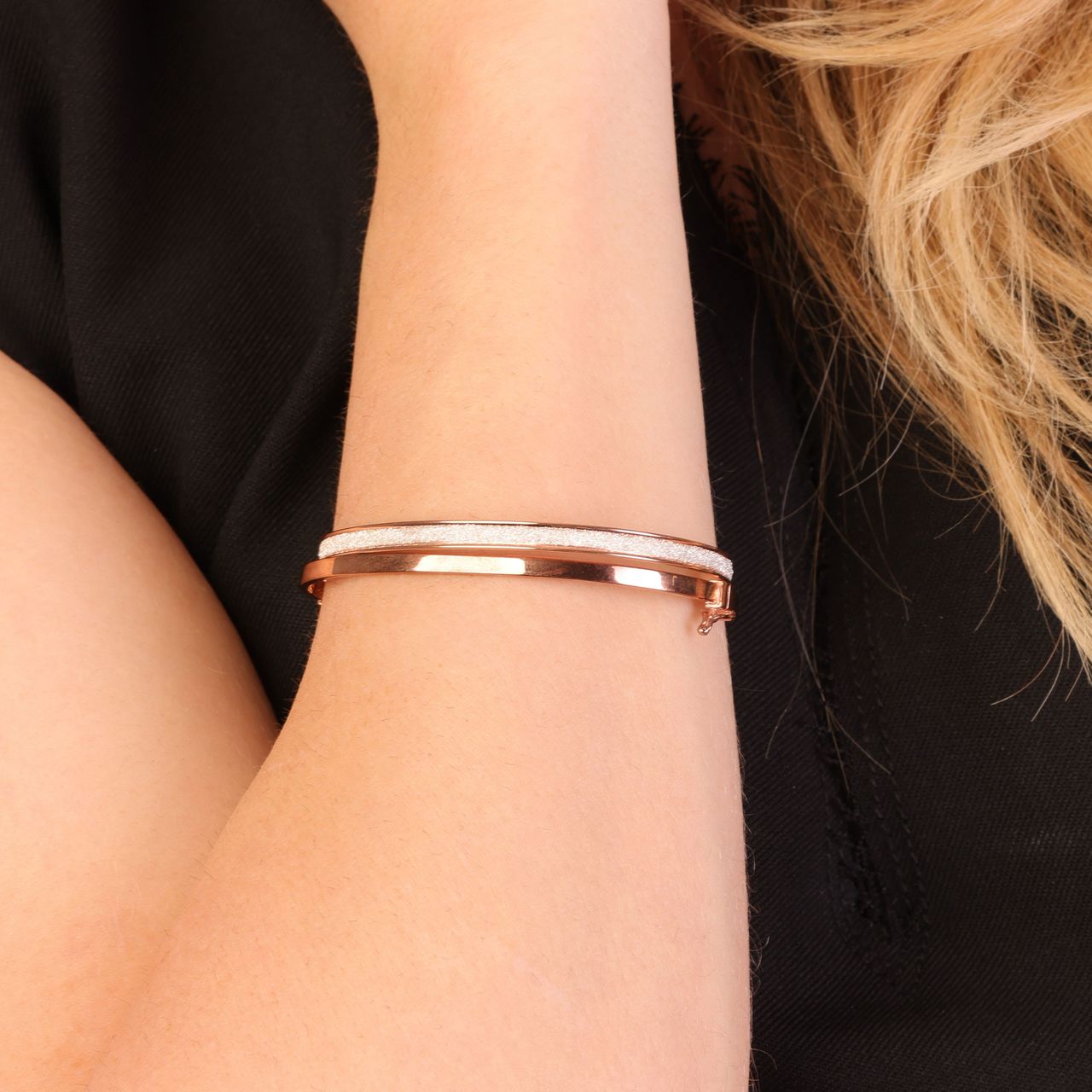 9 Karaat bangle rose met vierkante buis