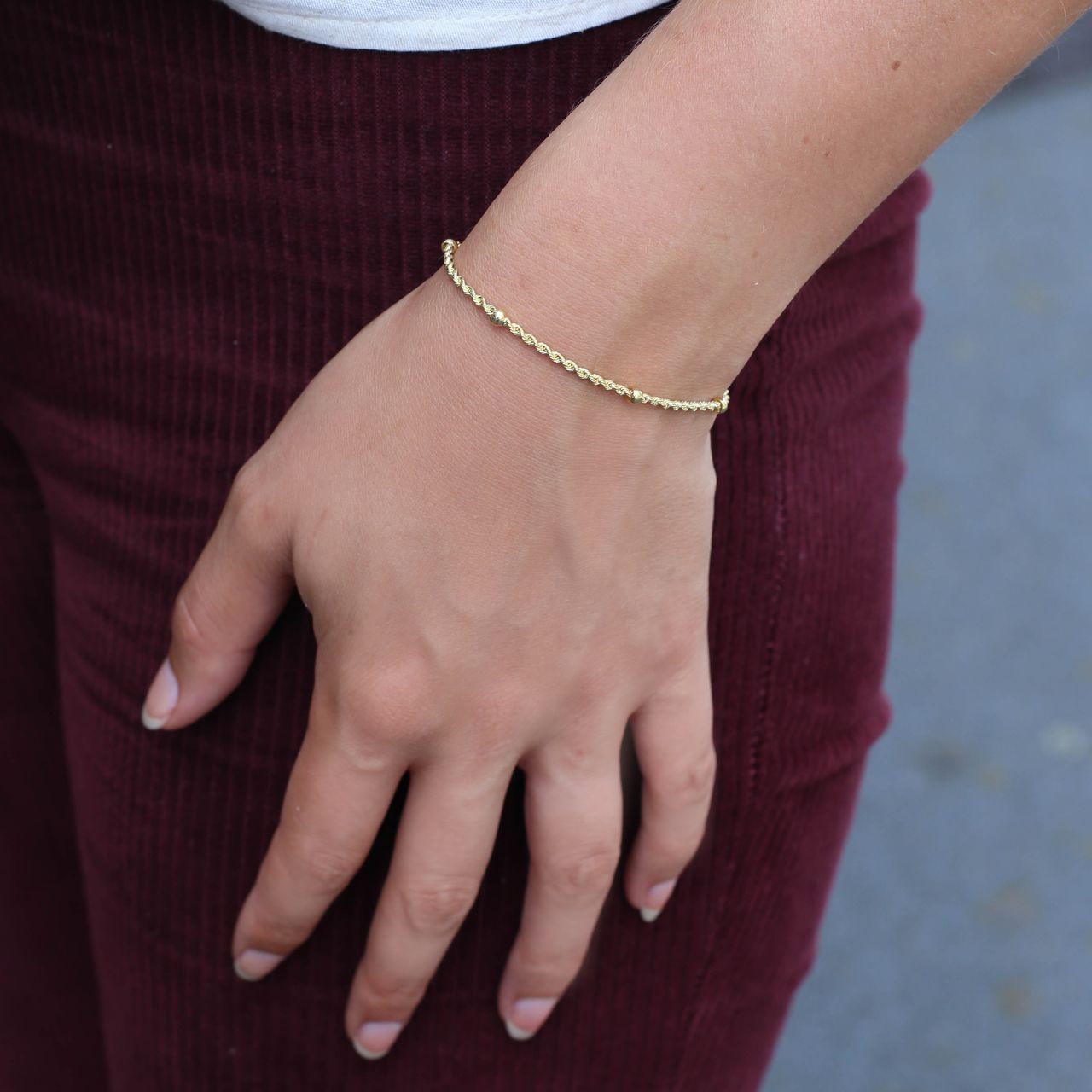 9 Karaat armband koord+bal