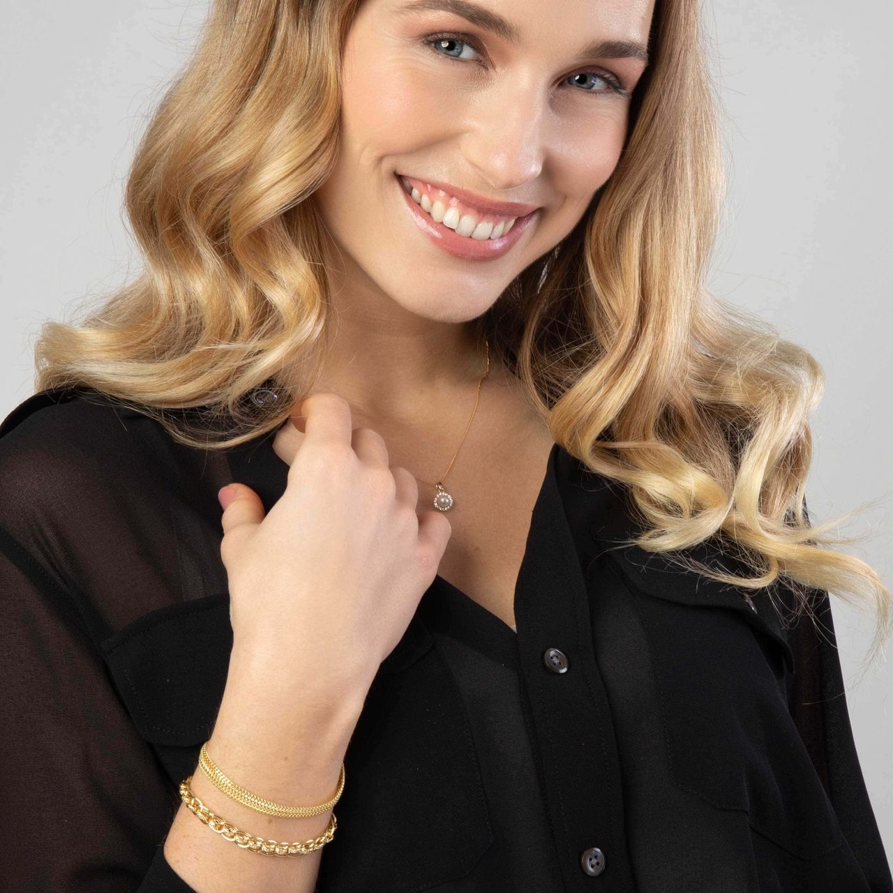 375 Gold Armband mit Fantasie-Kettengliedern