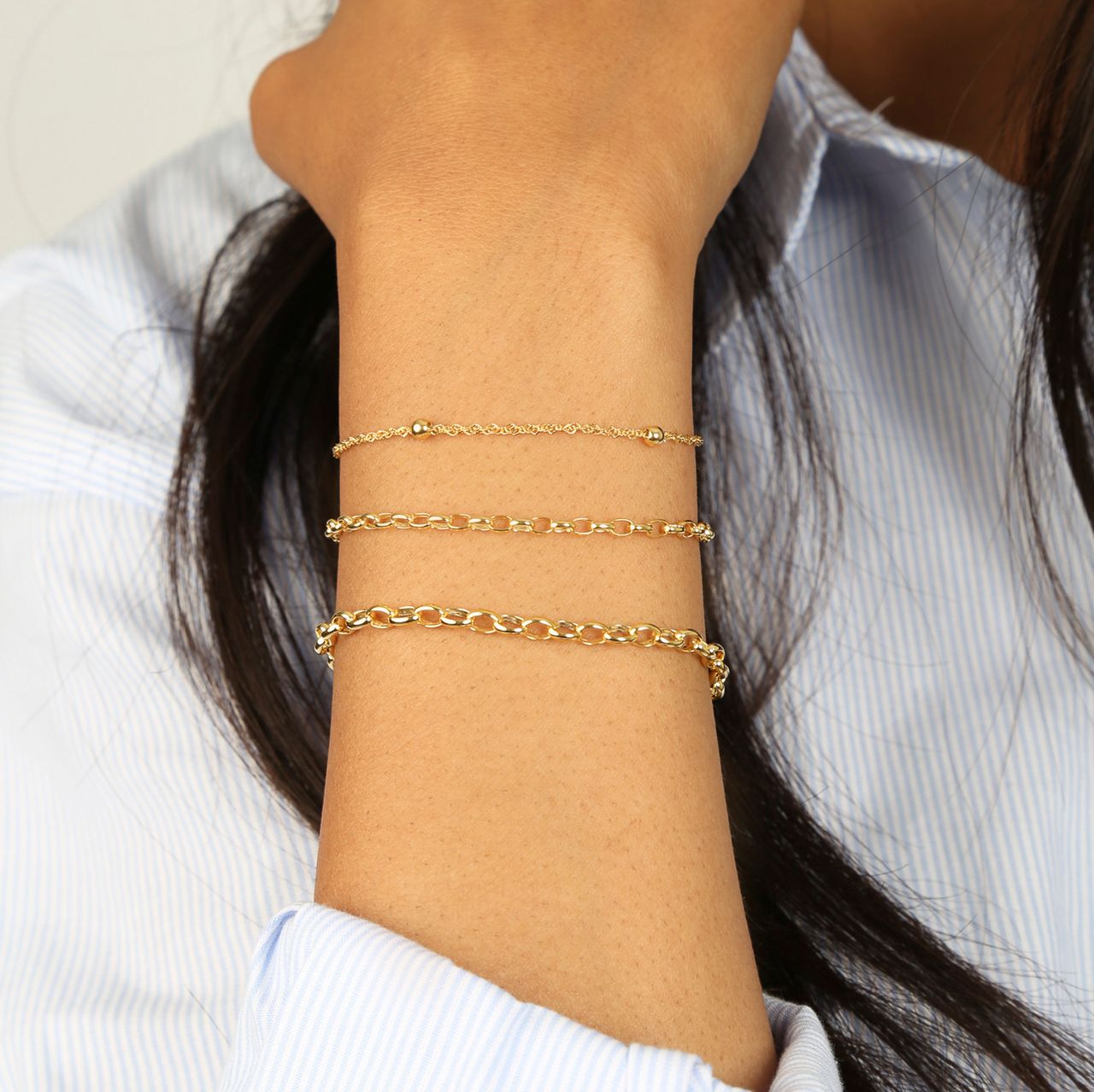 Armband, 375 Gold, Jasseron, oval