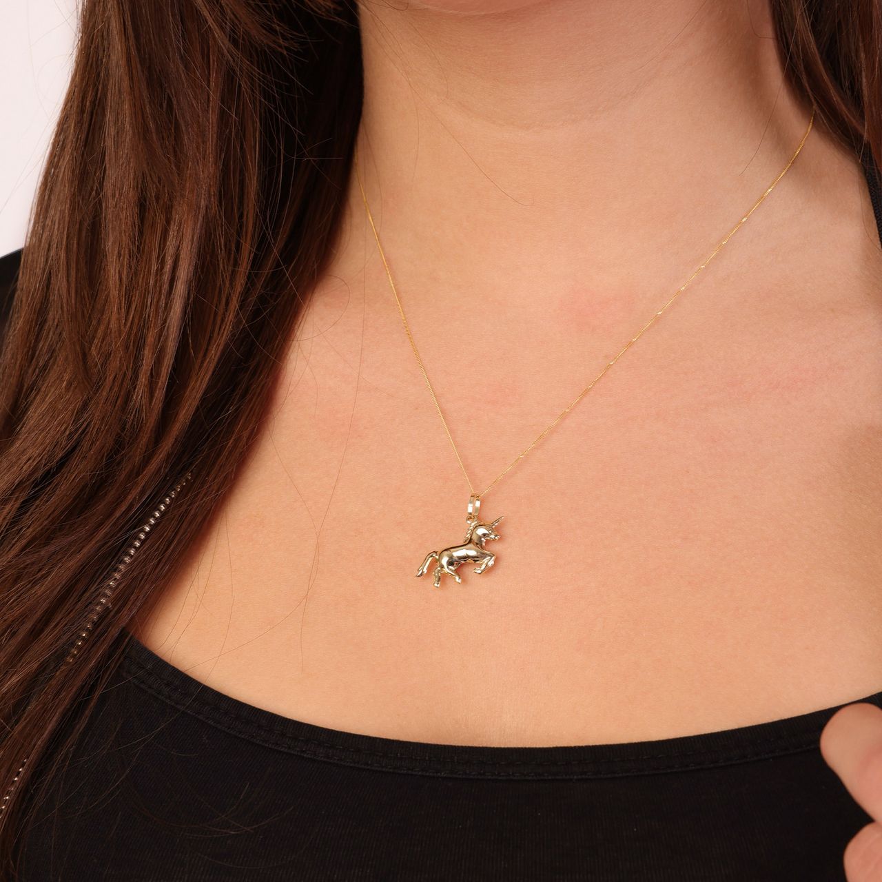 9 karaat ketting met hanger eenhoorn voor dames