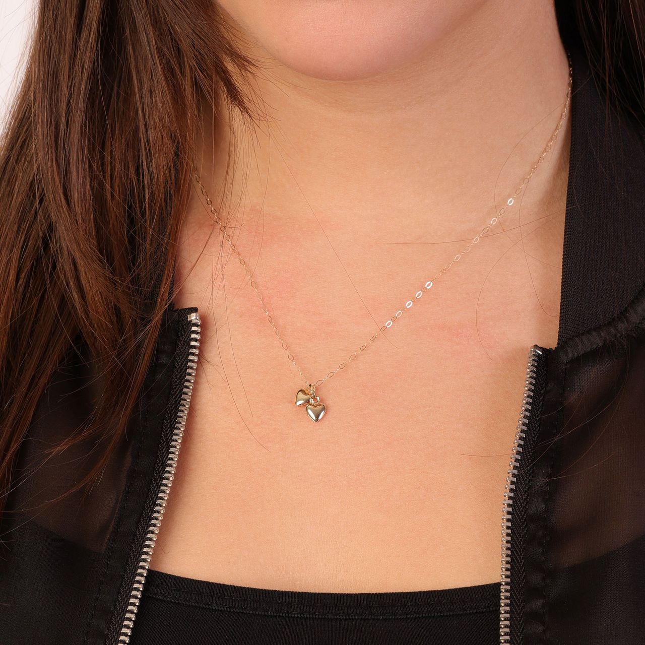 9 karaat ketting met hanger harten voor dames