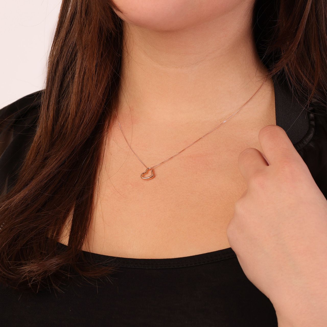 9 karaat ketting met hanger open hart rose voor dames