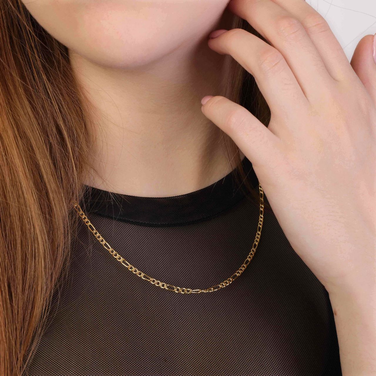 9 karaat ketting figaro diamond cut voor dames
