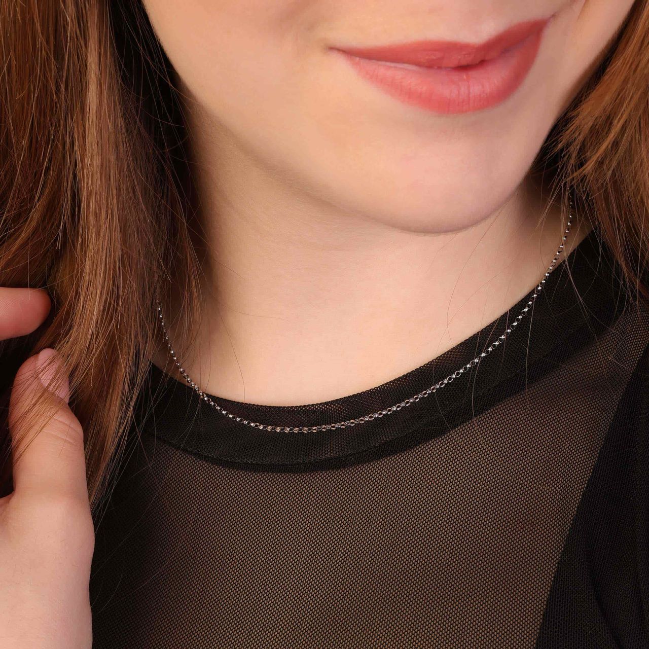 375 Gold Halskette Jasseron, weiß