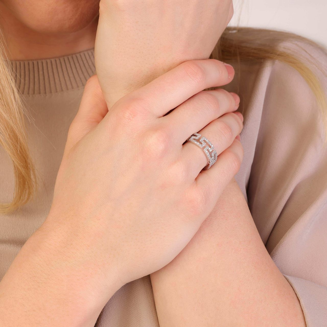 14 karaat witgouden ring fantasie 71 diamanten 0,43ct