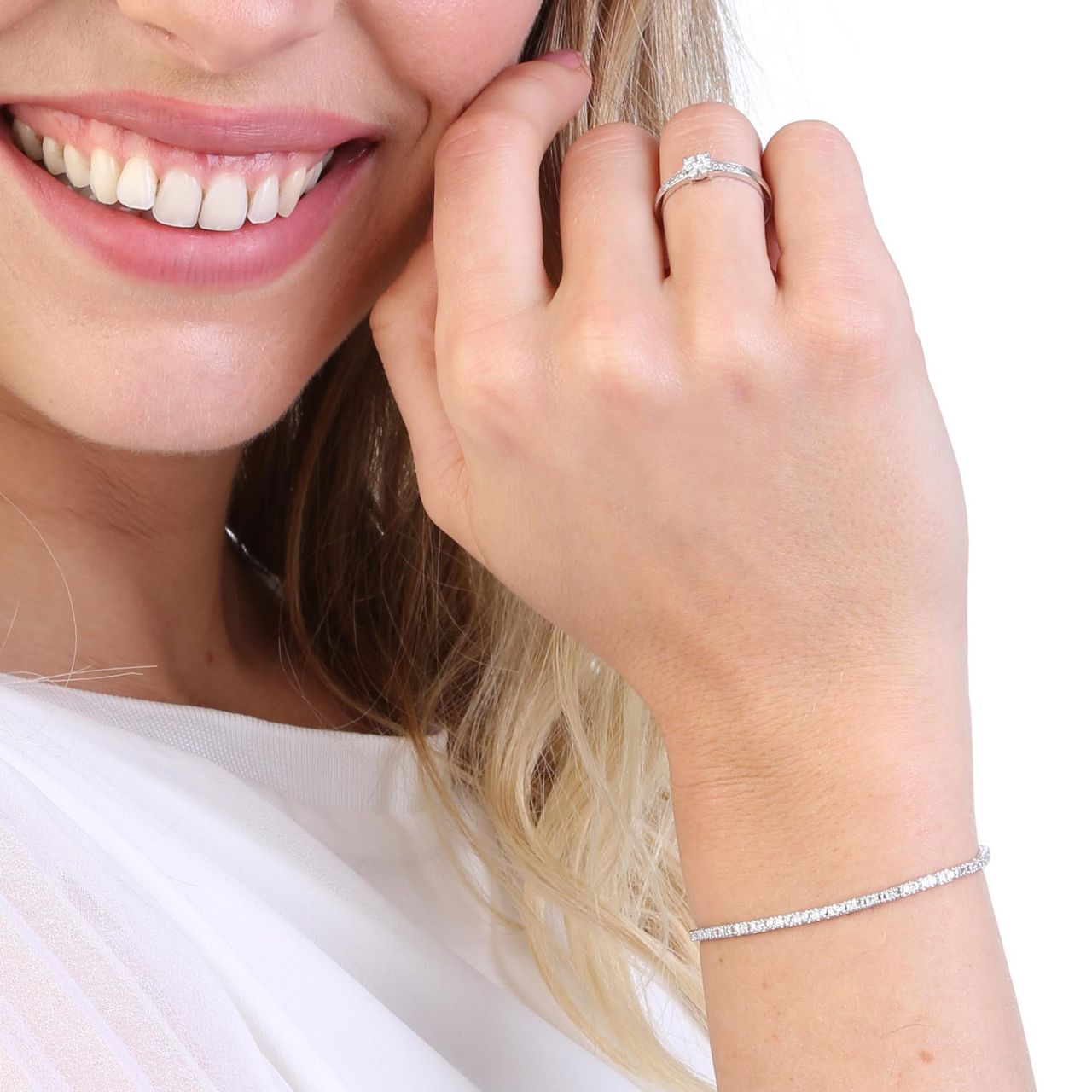 14 Karaat witgouden tennisarmband met diamant 0,42ct