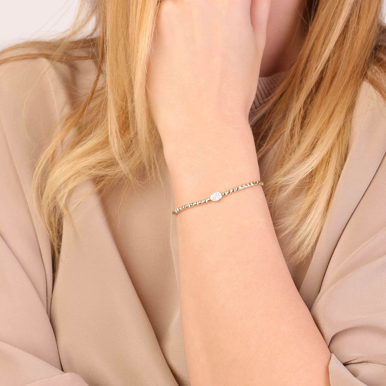 14 Karaat geelgouden tennisarmband met diamant 0,06ct