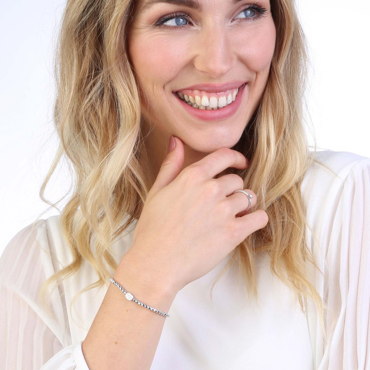 14 Karaat witgouden tennisarmband met diamant 0,06ct
