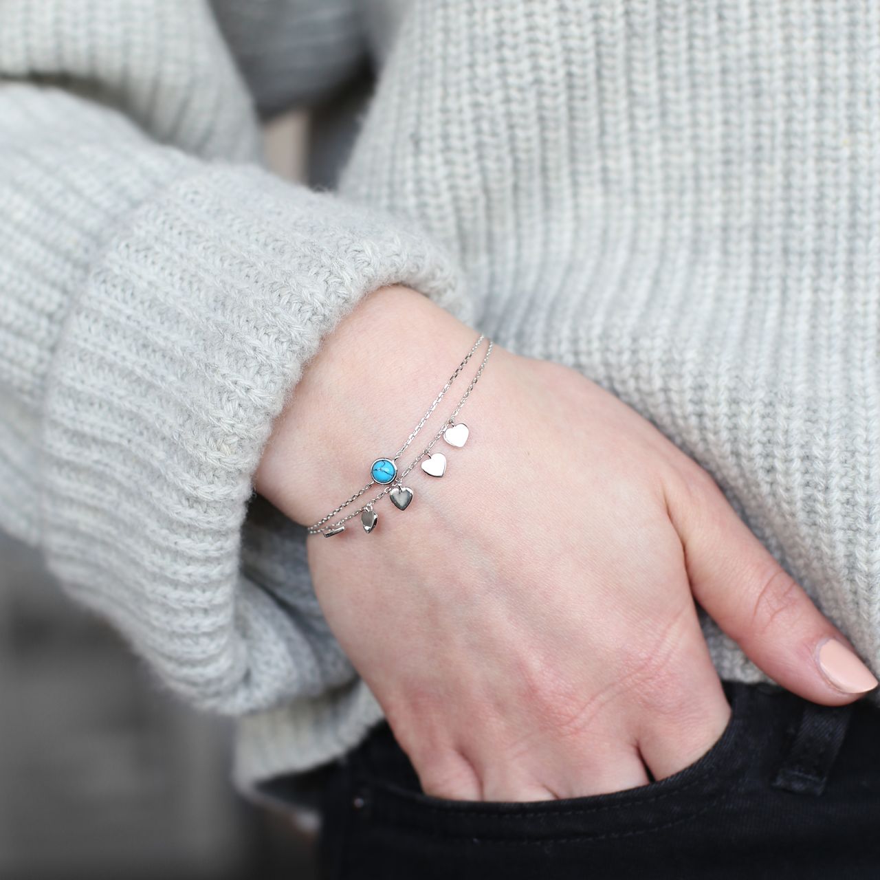 Zilveren armband rond turquoise Bali