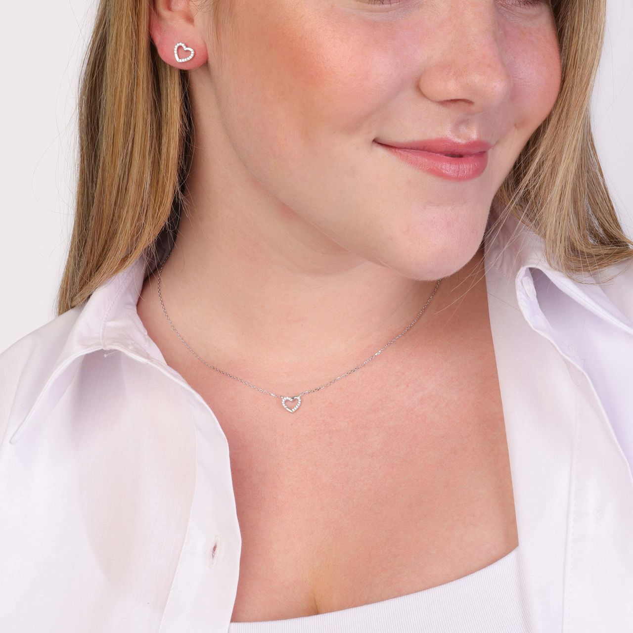 Kette aus 925 Silber Herz mit Zirkonia