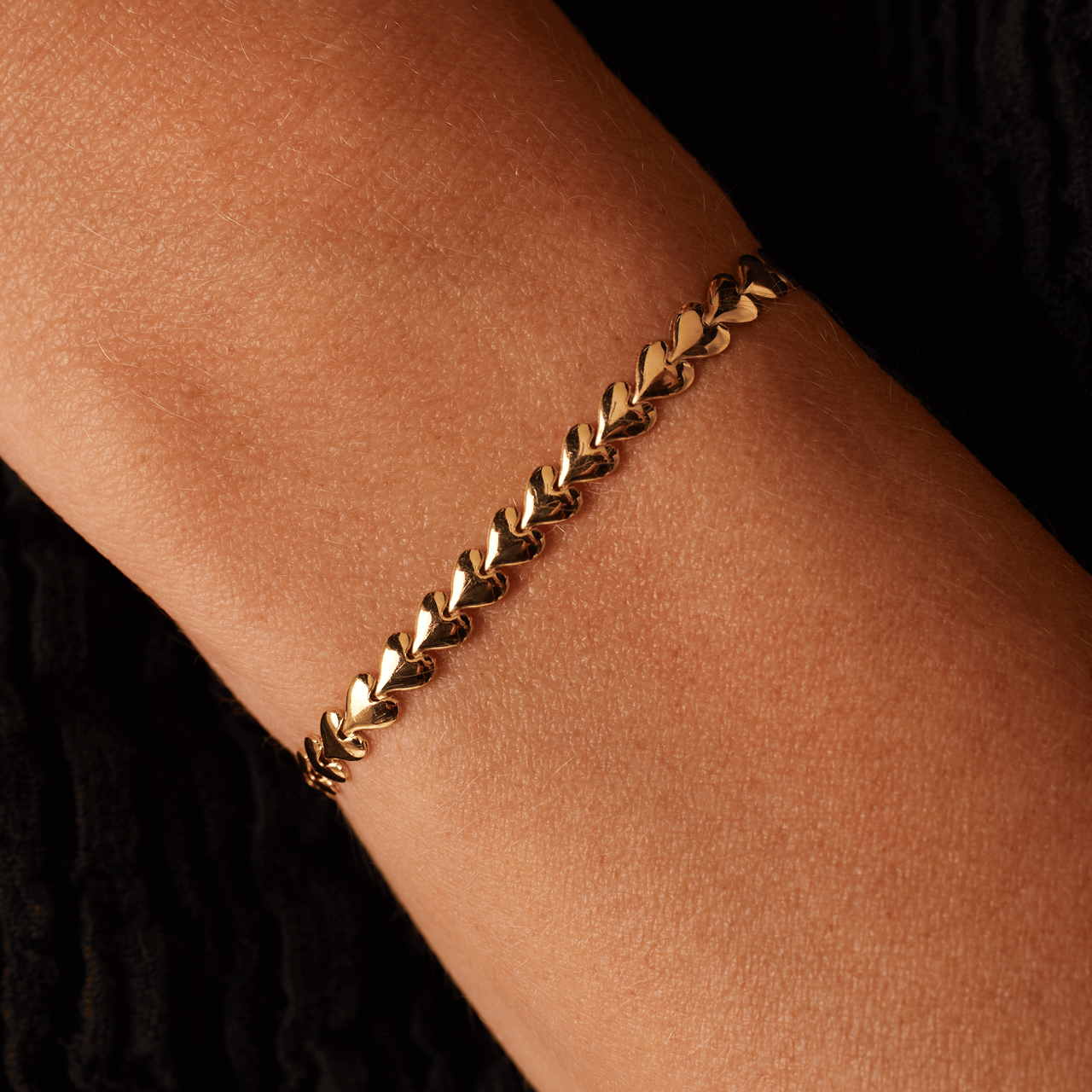 Vergoldetes Silberarmband Herz-Glied