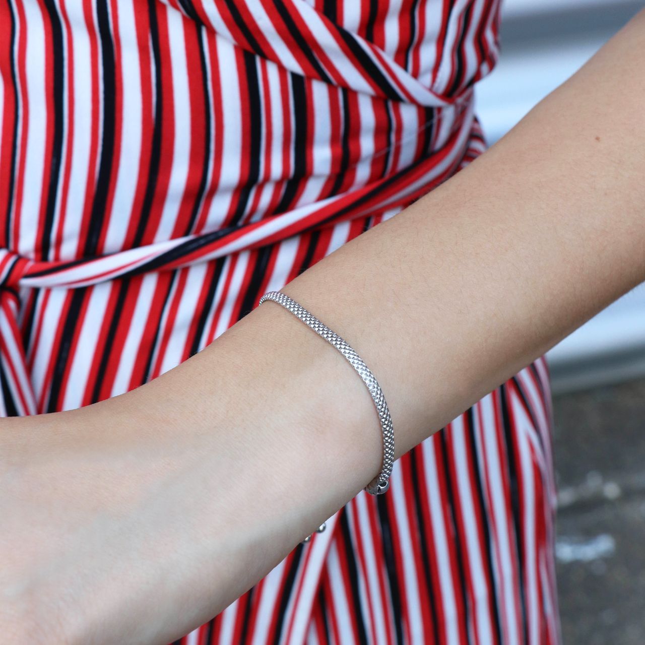 Gerecycleerd zilveren armband popcorn verschuifbaar