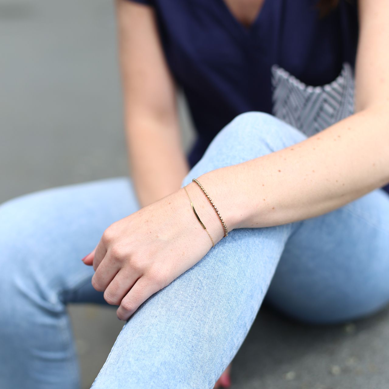 Zilveren set goldplated bolletjes & bar