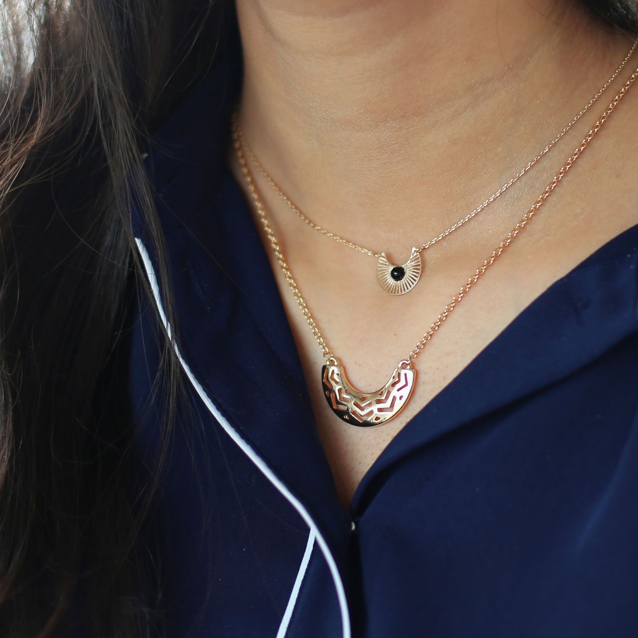 Goudkleurige byoux ketting met hanger