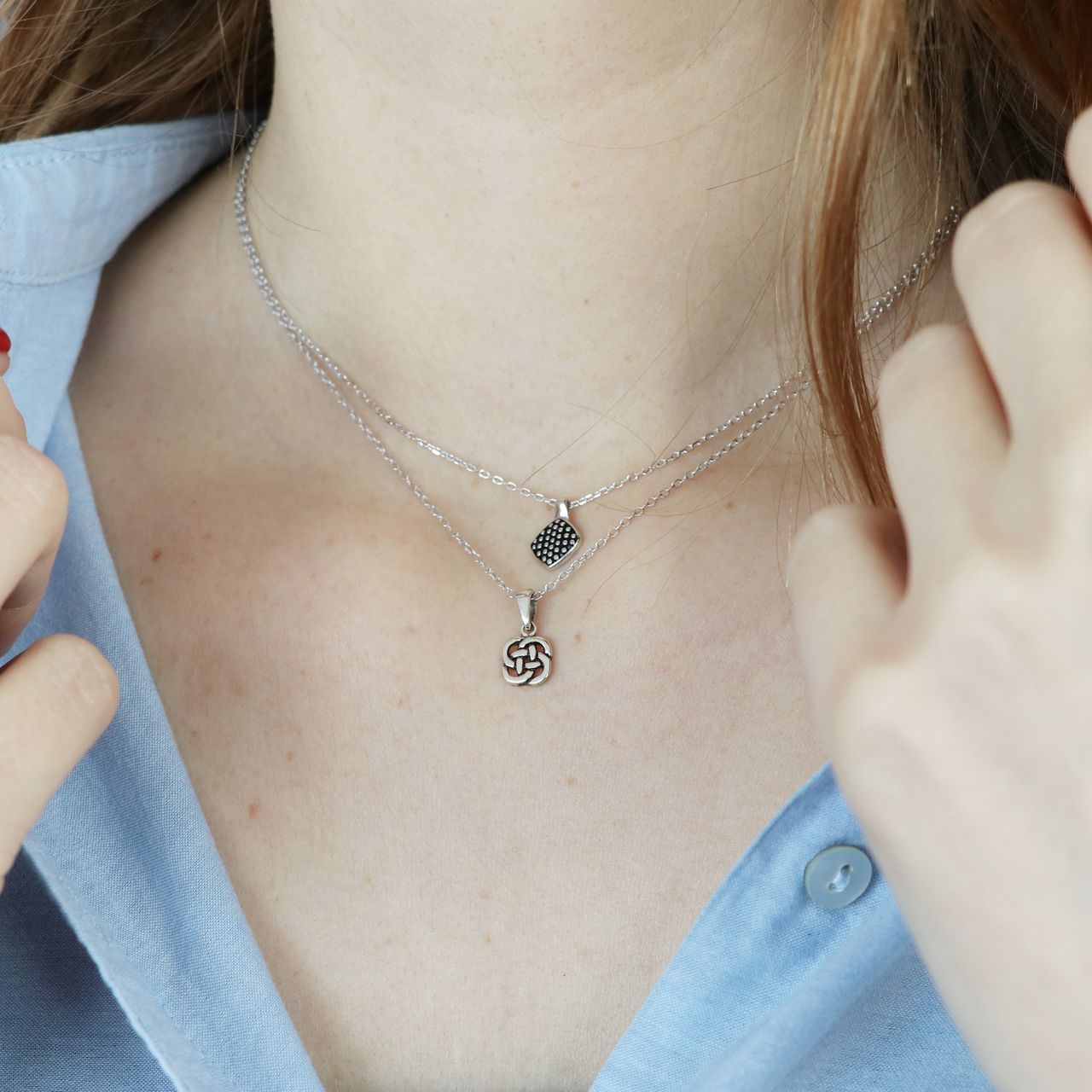 Zilveren ketting&hanger mattenklopper Bali