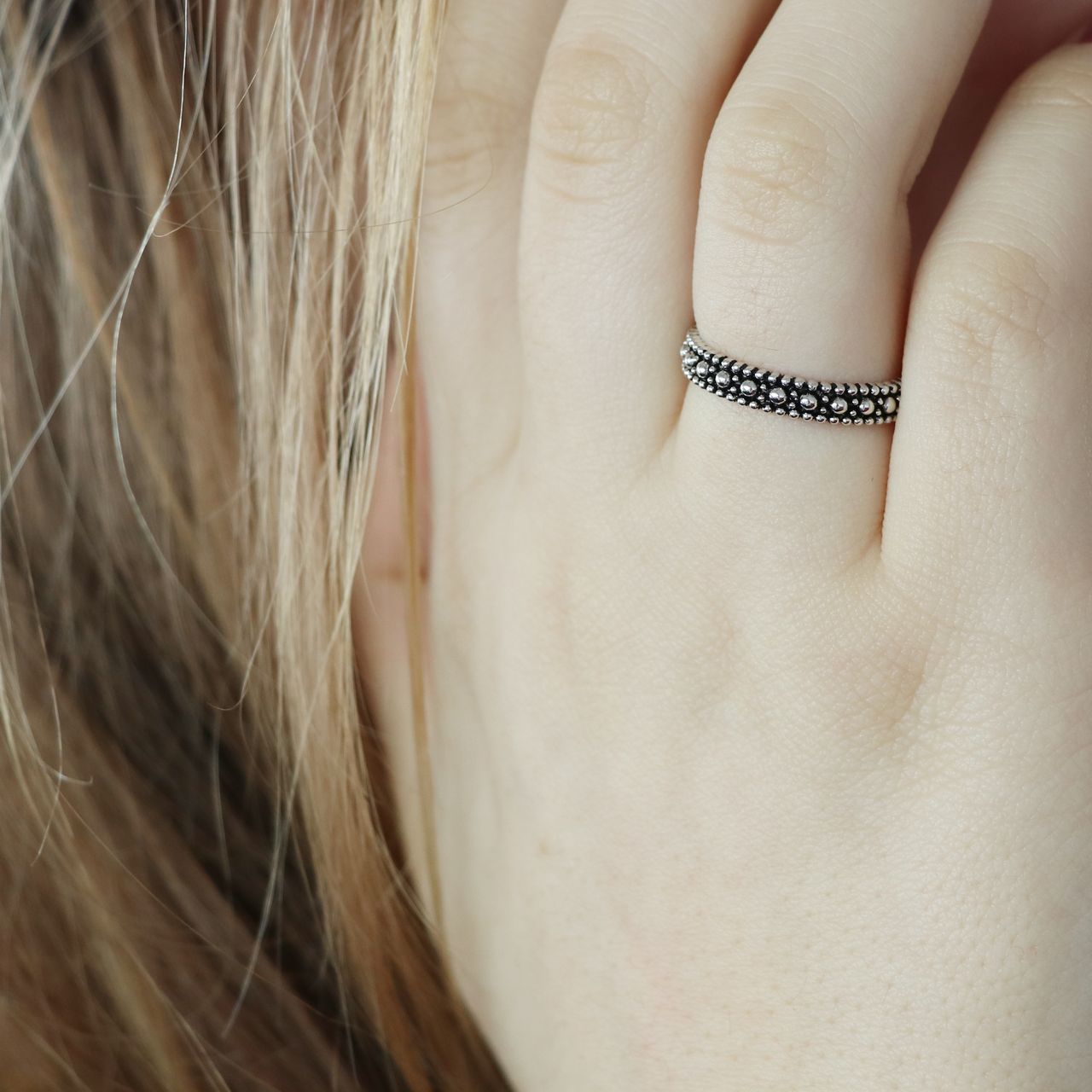 Zilveren ring bewerkt Bali