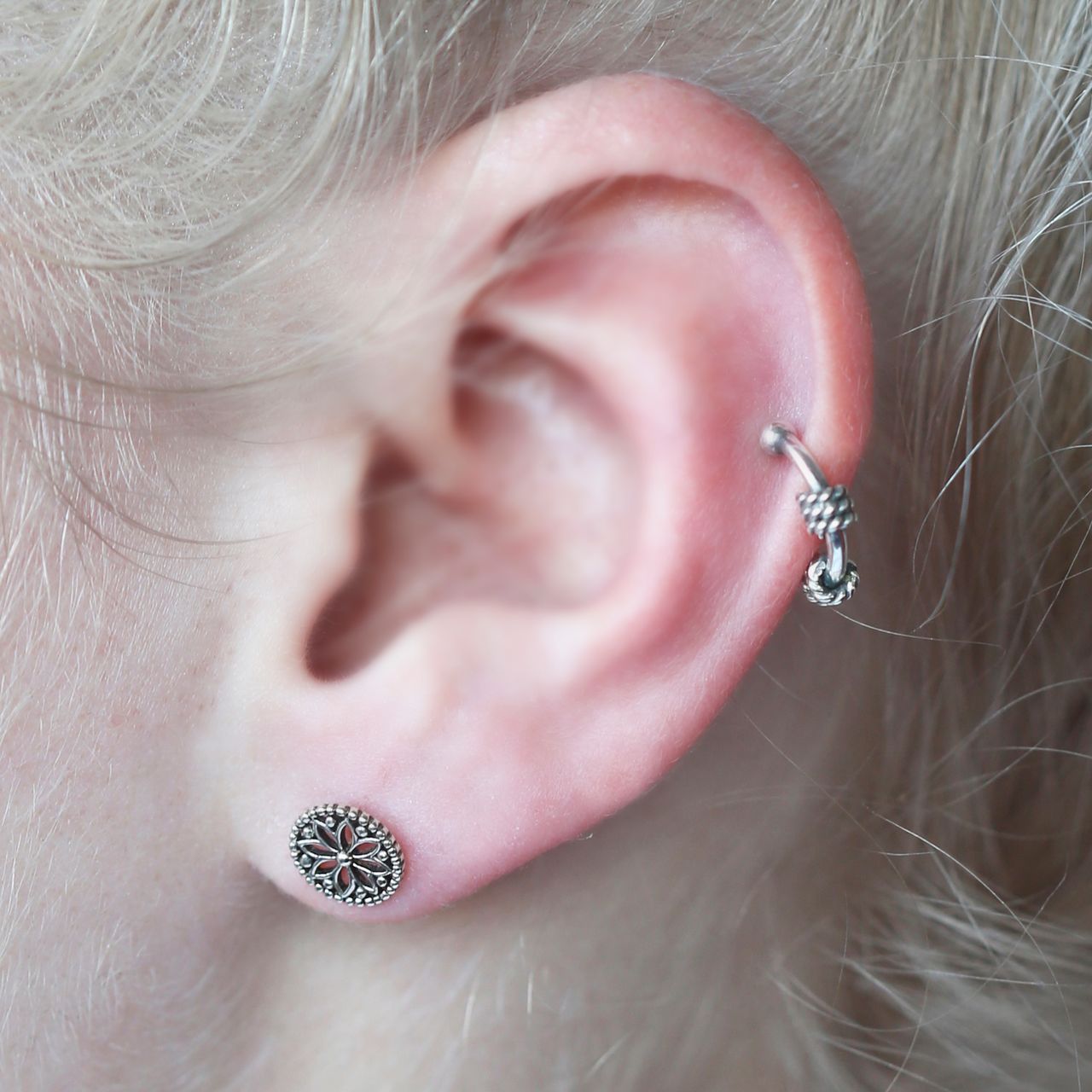 Silbernes fake Piercing bearbeitet 11 mm Bali