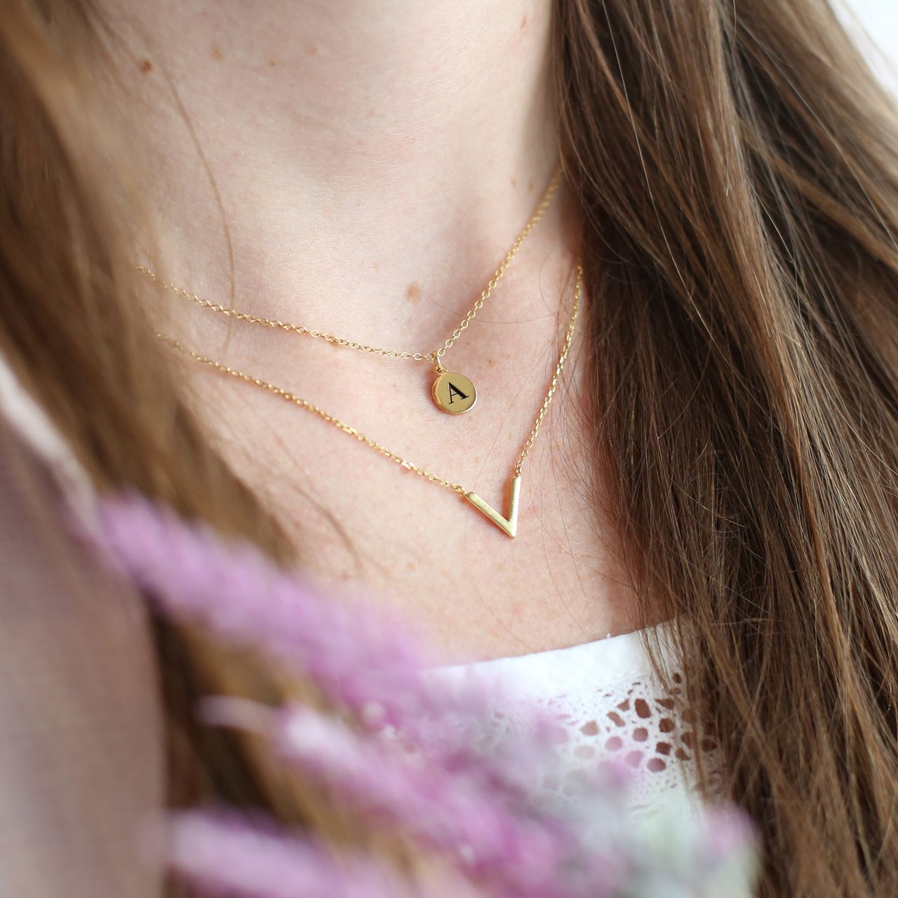 Zilveren goldplated letterhanger voor dames