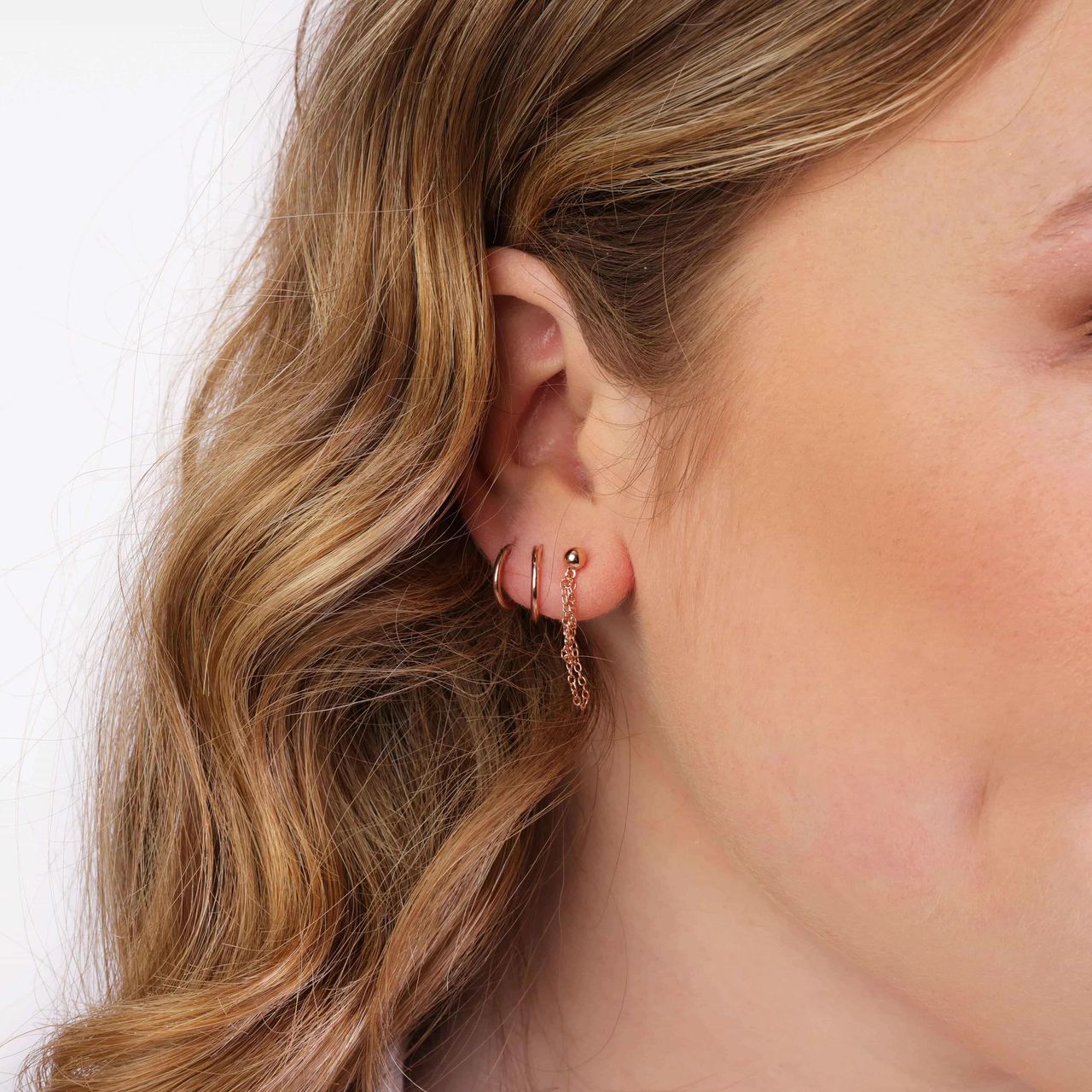 Zilveren oorbellen bol+ketting roseplated