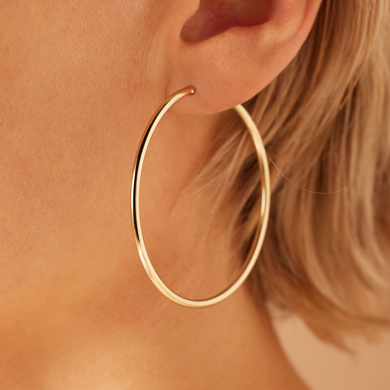 Zilveren oorringen goldplated 50mm voor dames