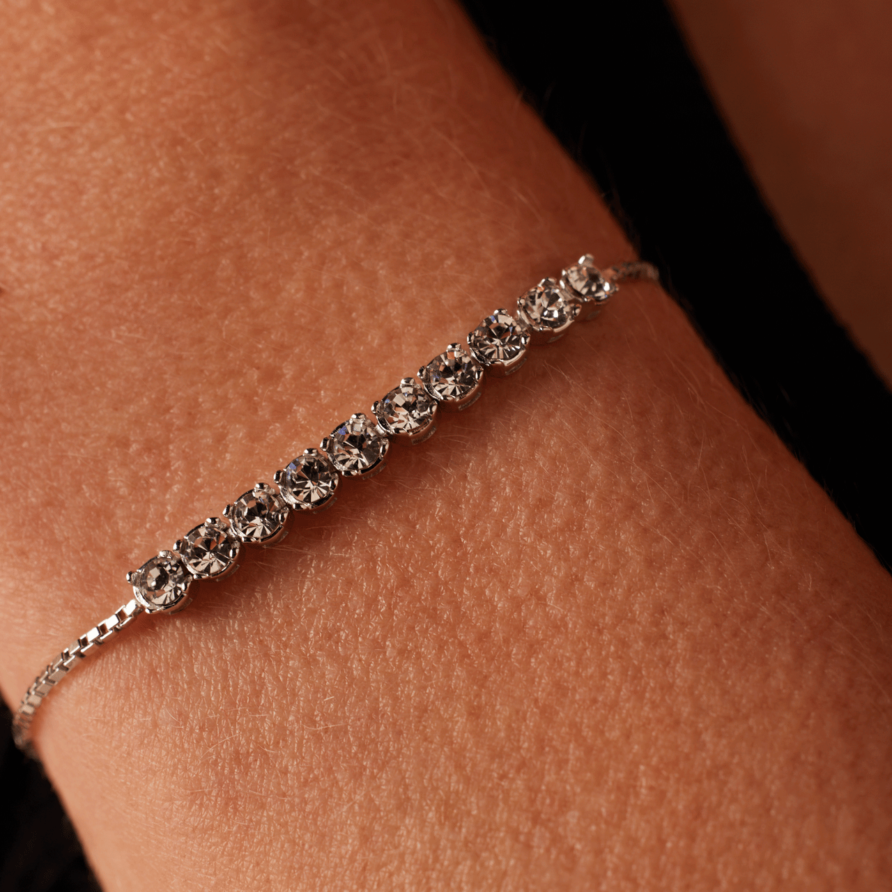Armband, 925 Silber, Kristall, weiß