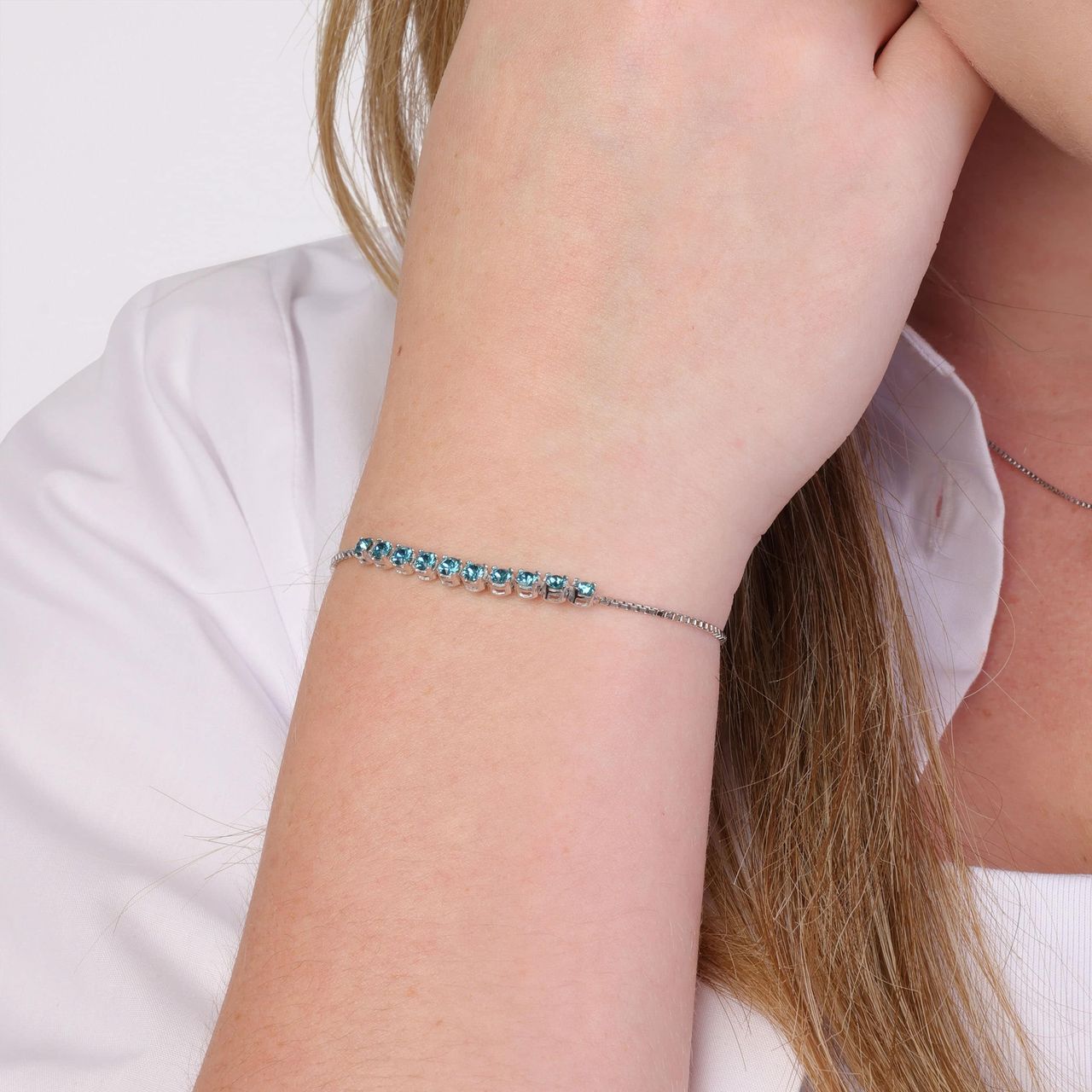 Zilveren tennisarmband kristal indicolite