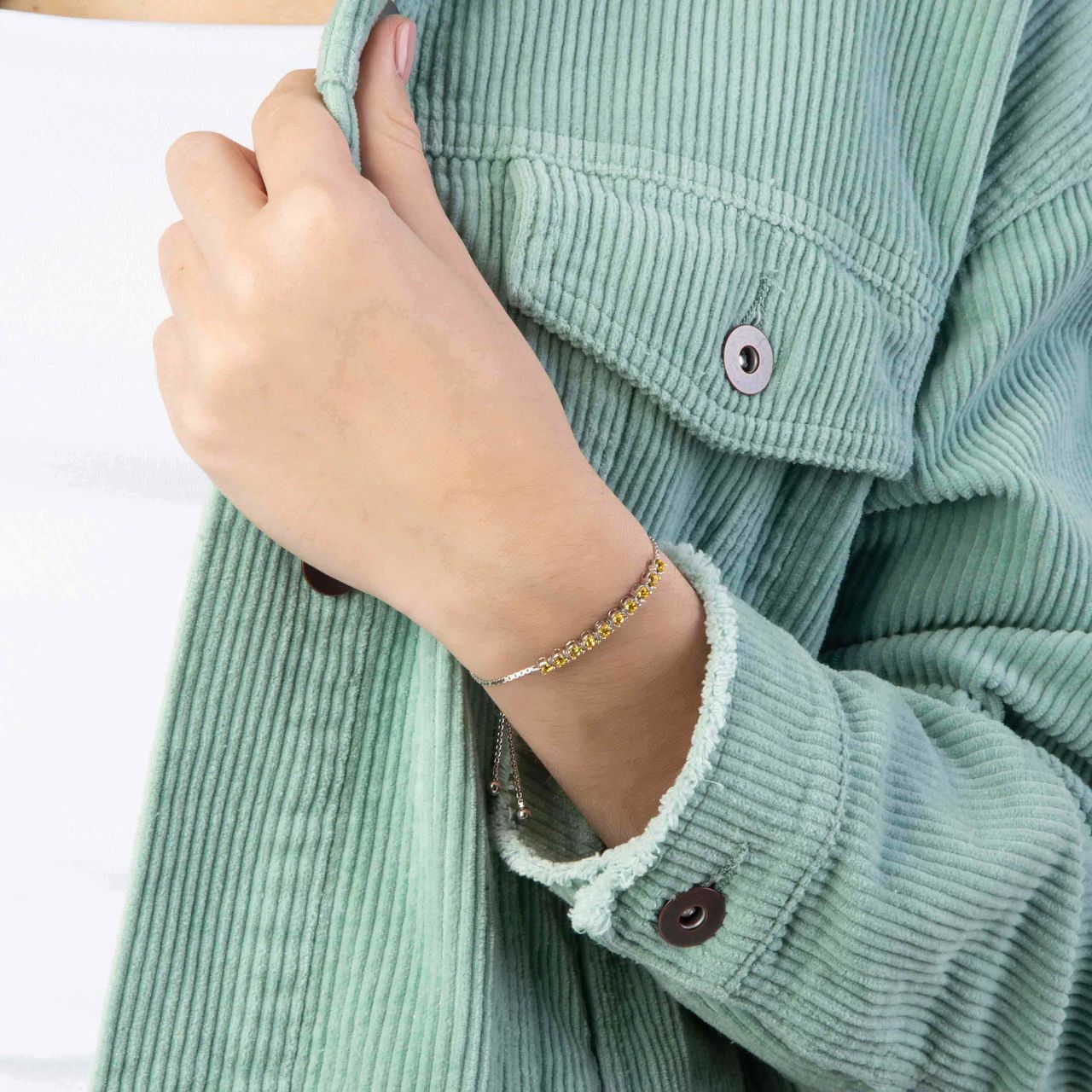 Zilveren tennisarmband kristal light topaz