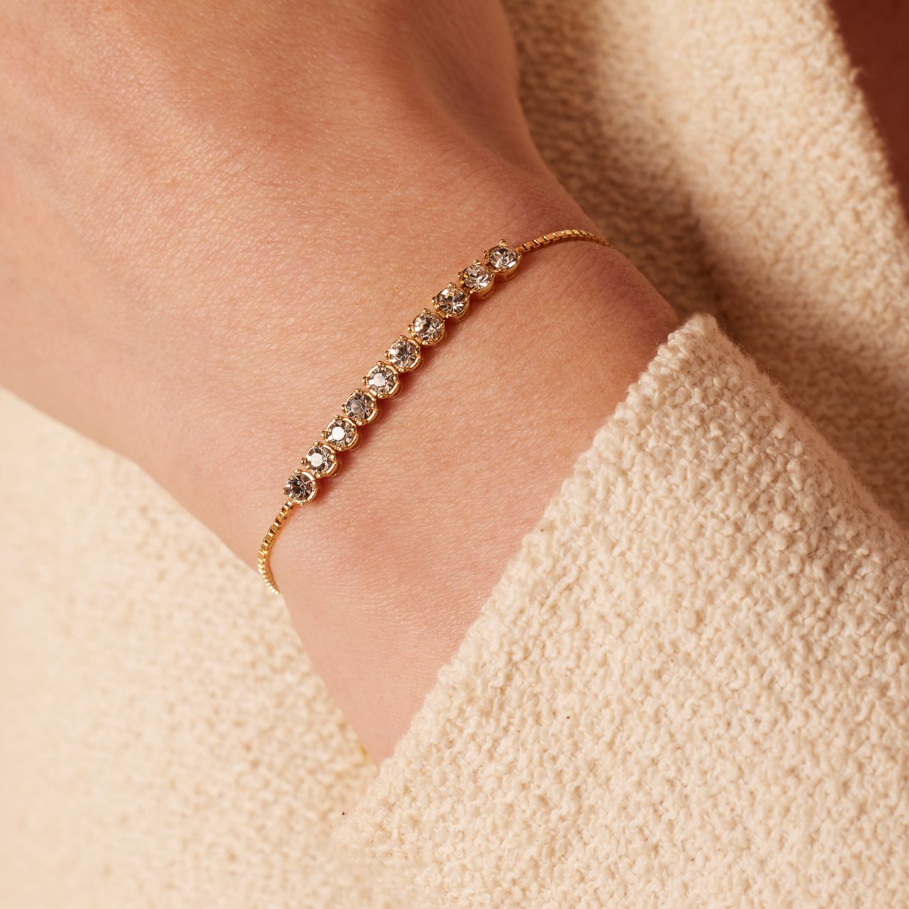 Armband, 925 Silber, vergoldet, Kristall, weiß