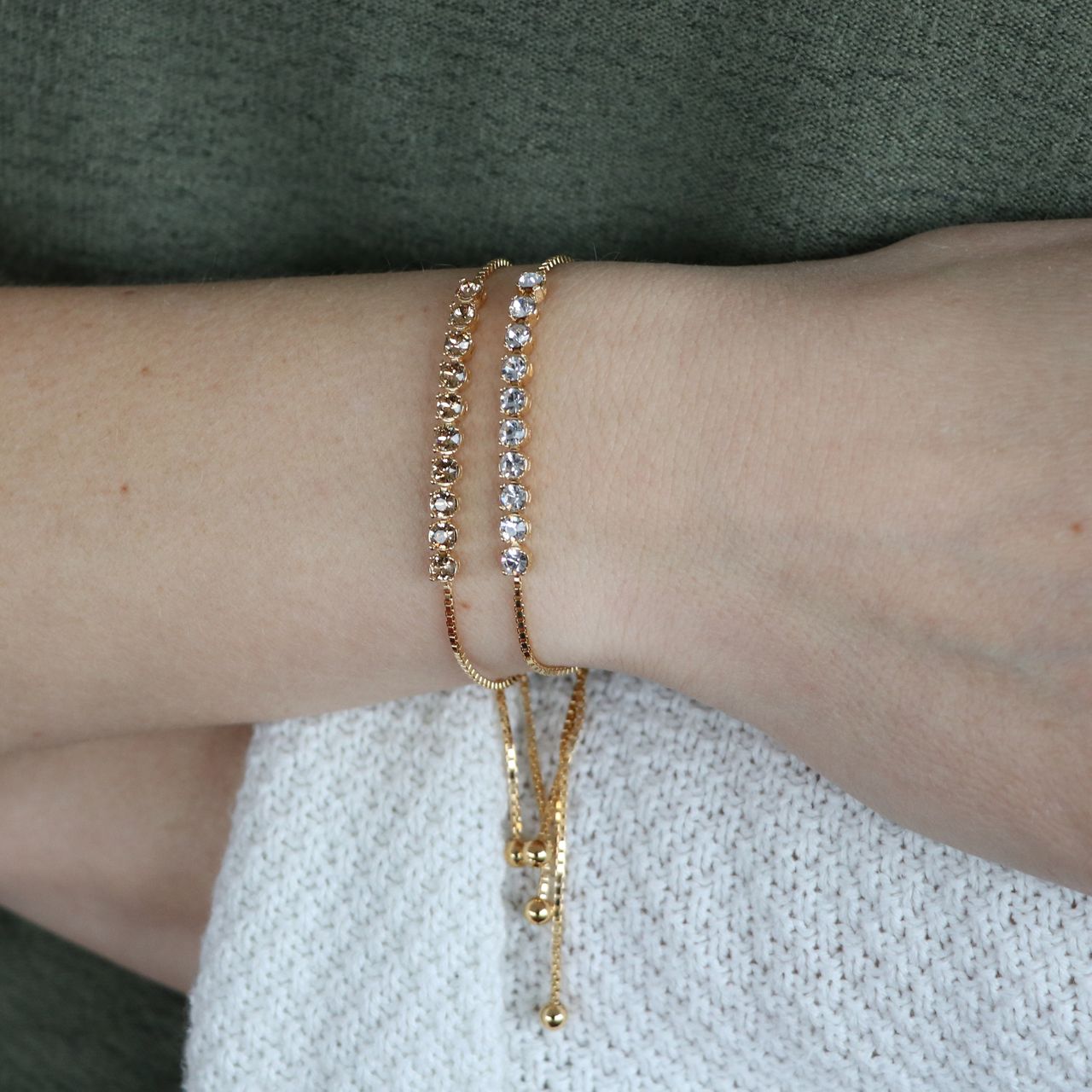 Zilveren tennisarmband gold kristal colorado