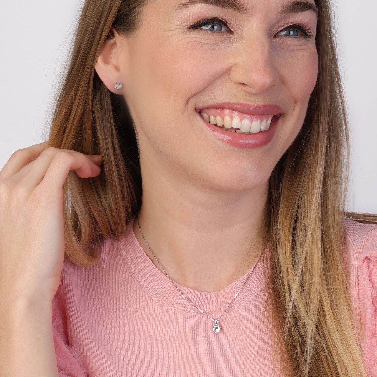 Schmuckset, 925 Silber, Kristall, weiß