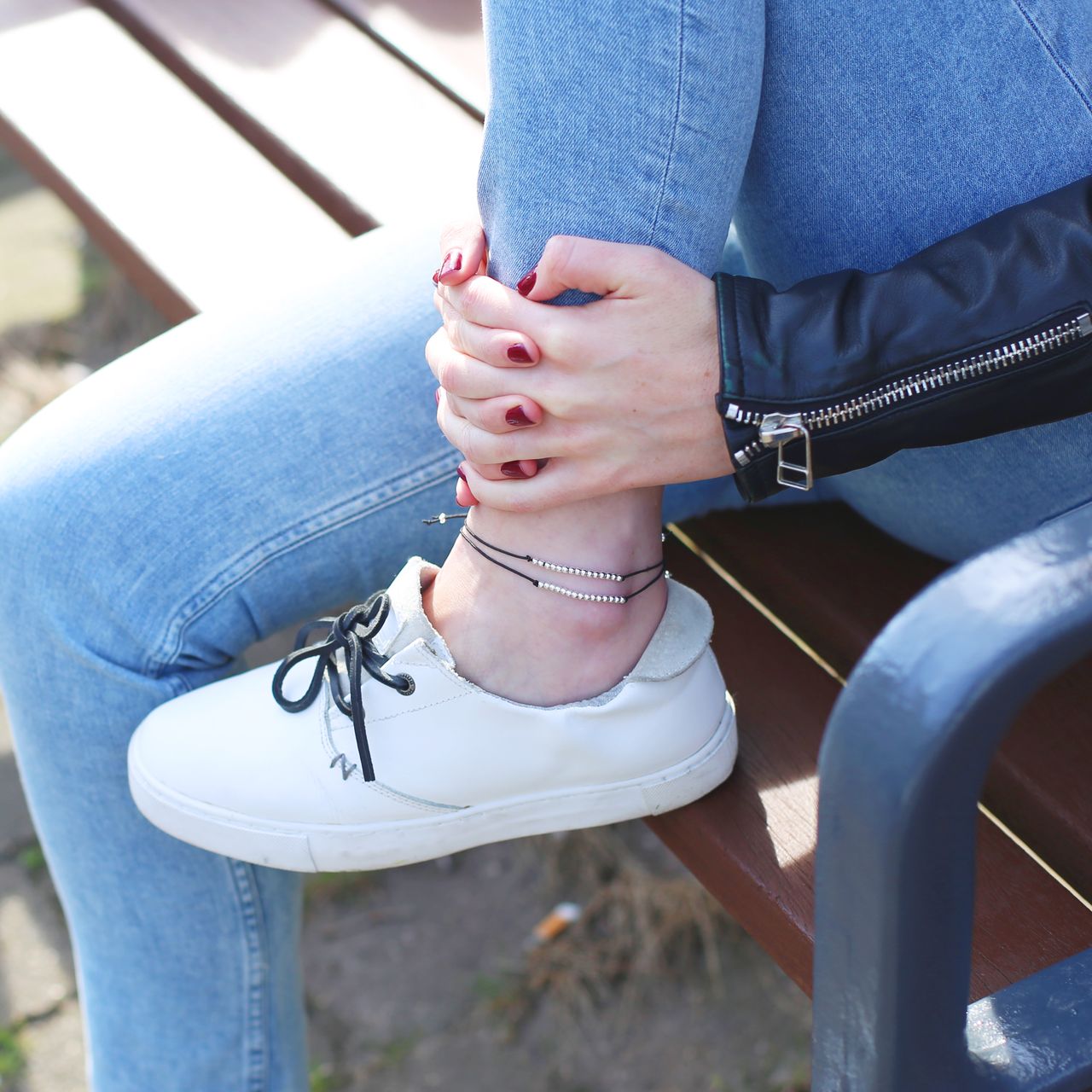 Byoux enkelband zwart kralen