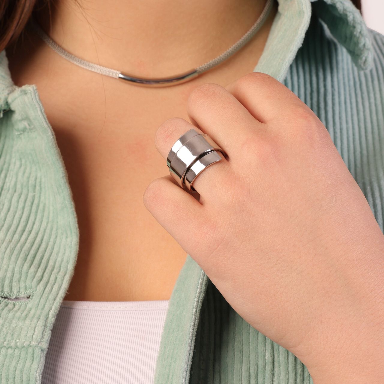 Gerecycleerd stainless steel ring breed