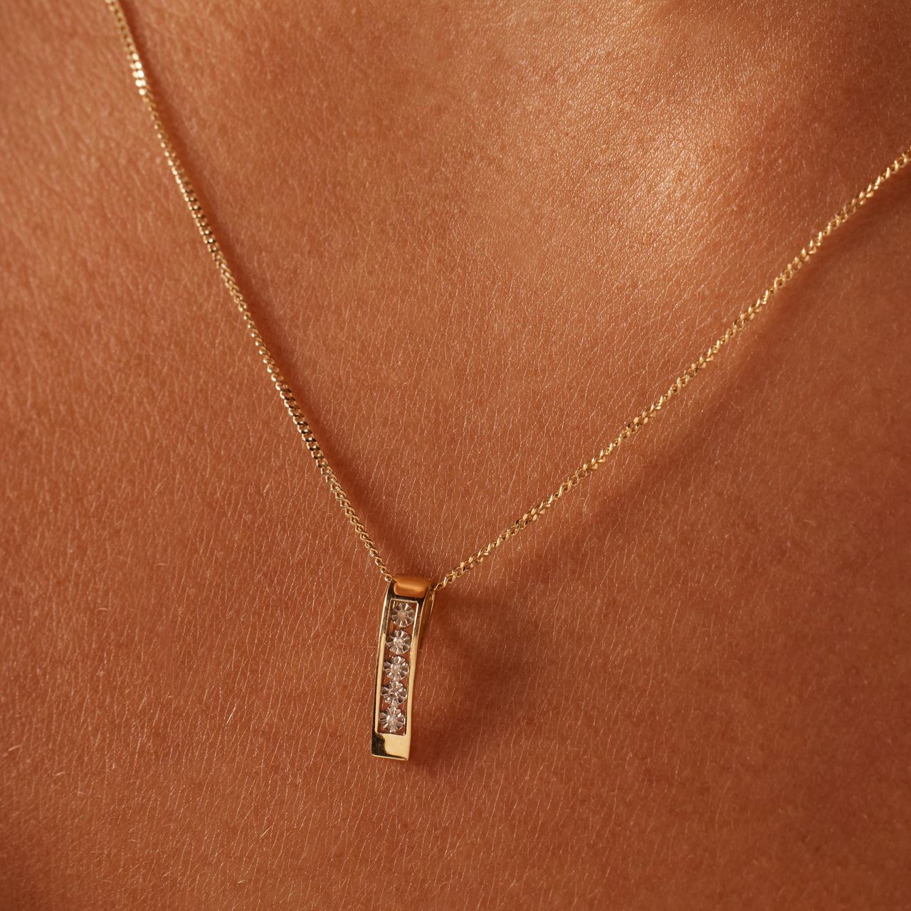 Halskette, 585 Gelbgold, mit Diamant 0,01 ct