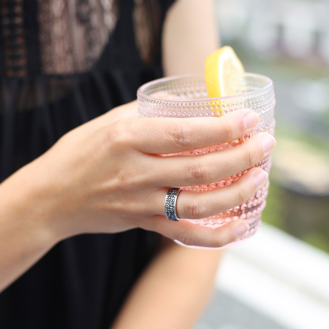 Gerecycled stainless steel ring hematite kristal