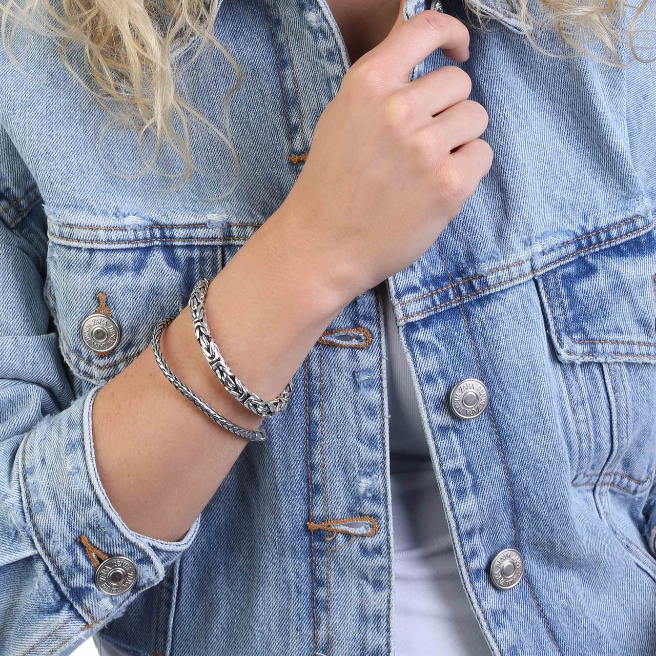 Gerecycleerd stainless steel armband koningsschakel
