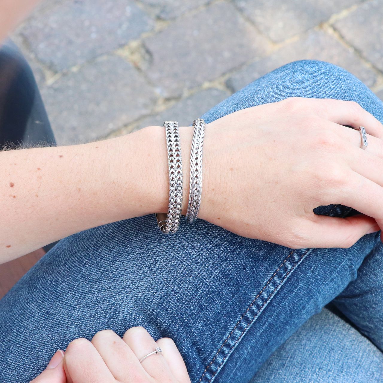 Stalen armband gourmetschakel