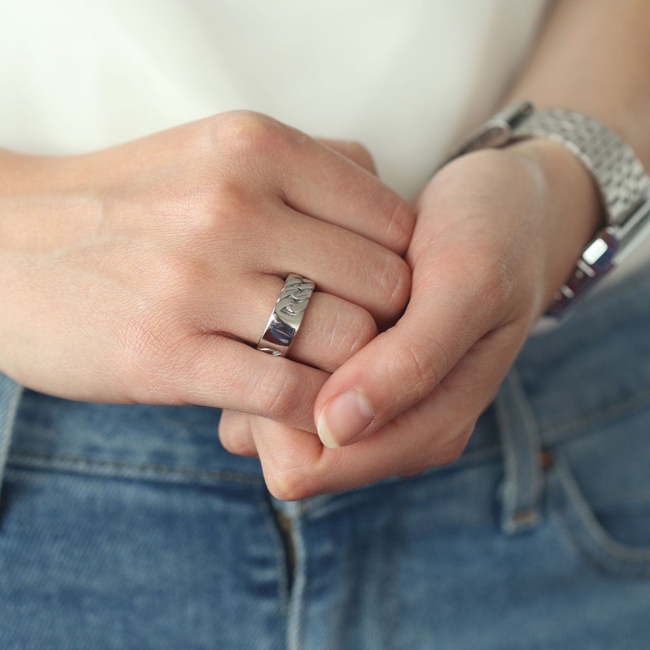 Stainless steel ring gourmetschakel